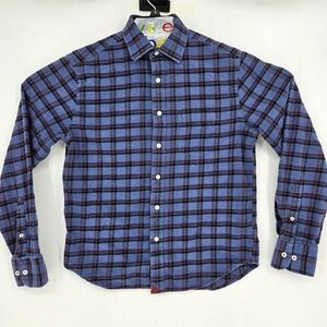Untuckit Shirt Mens Small Button Up Casual Blue‎ Plaid Long Sleeve Preppy